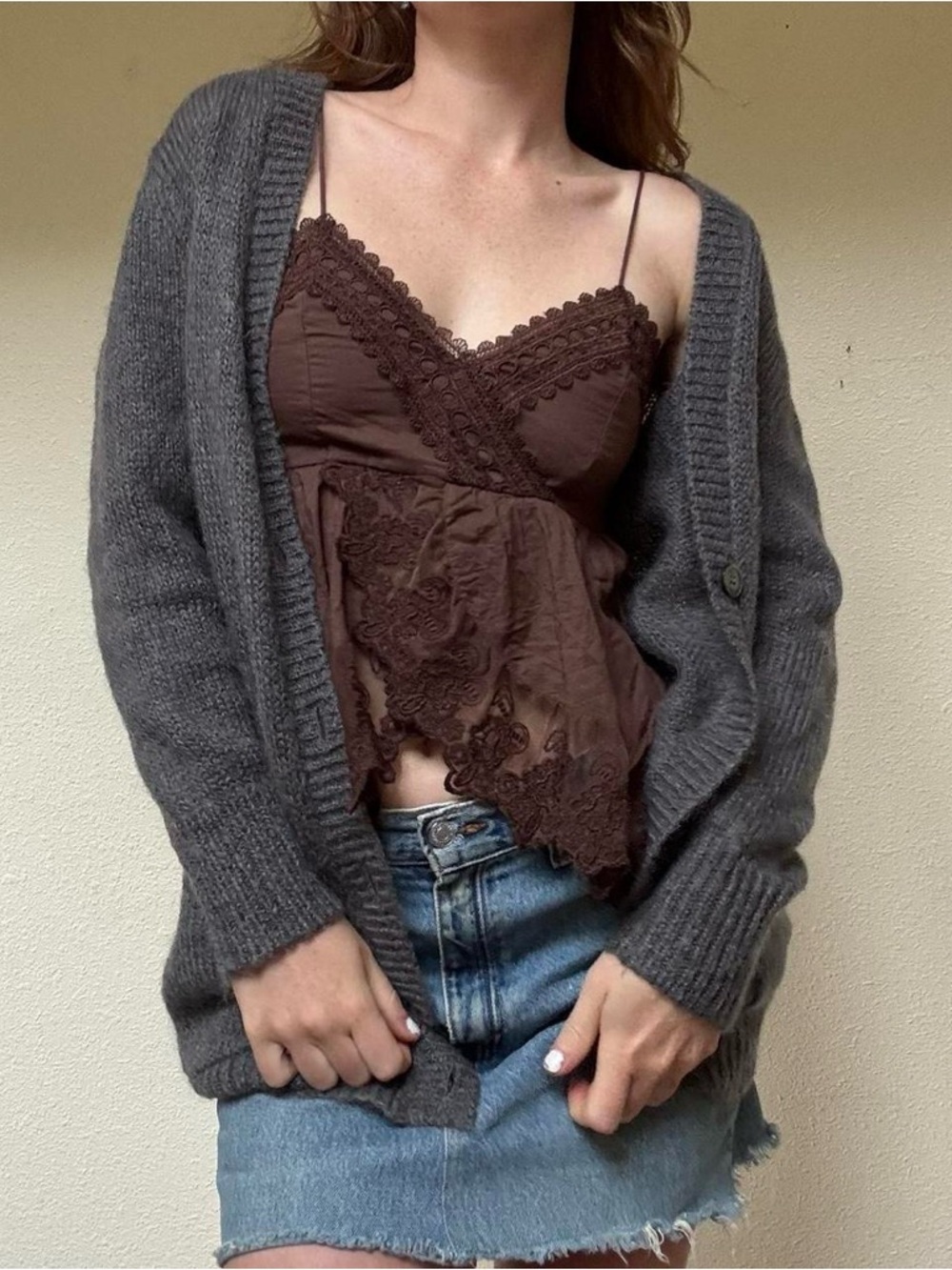 Ann Taylor grey mohair long cardigan - Picture 3 of 8